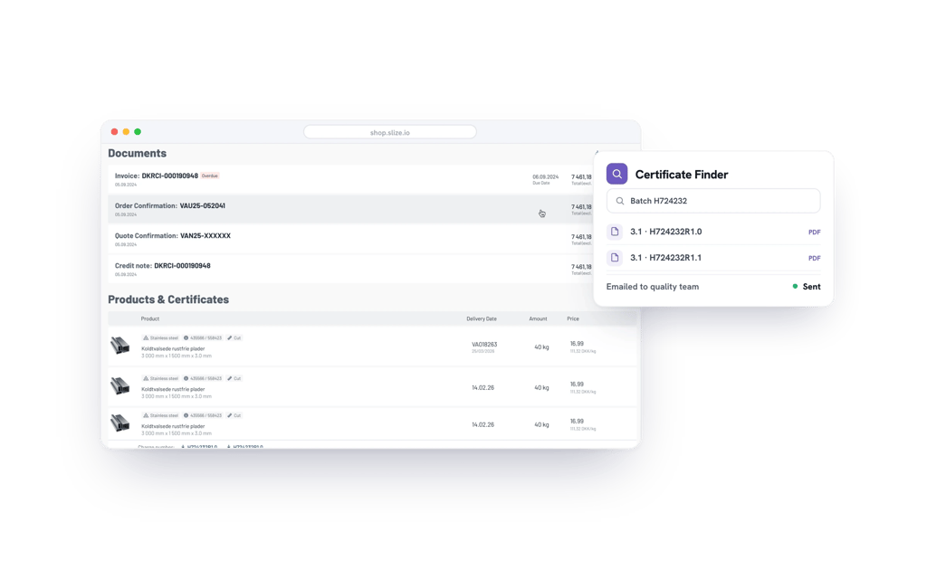Order documents and certificates with the Certificate Finder